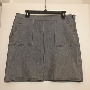 Prana Kara indigo front pocket railroad stripe midi skirt size 10